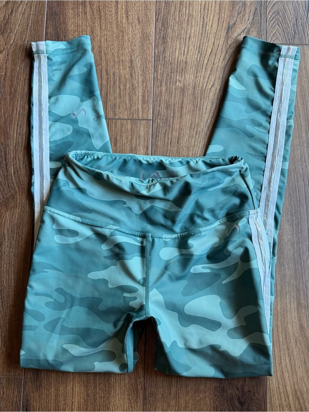 Women's Blue/Green Camo High-Waist Active Leggings TLF